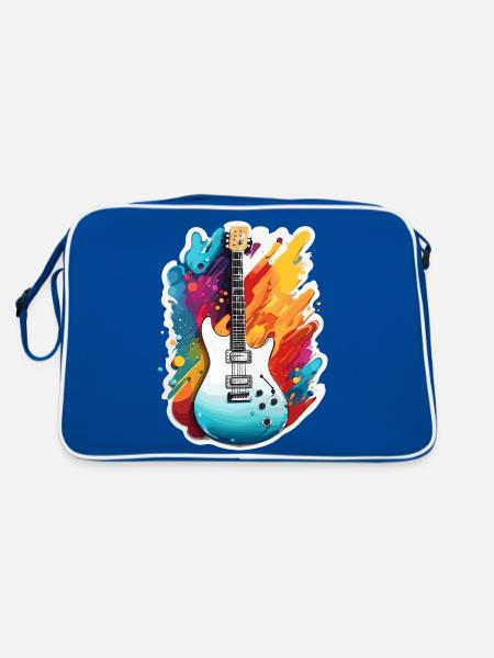 Rock n roll / Guitare / Musique / Instrument - Sac Retro - bleu/blanc - Dos