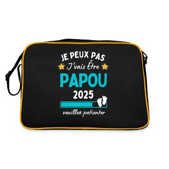 Je peux pas j'vais être Papou 2025 Futur Papy - Sac Retro - noir/or - Dos