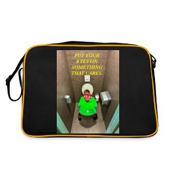 Put your eyes on something that cares. - Retro Bag - black/gold - Back