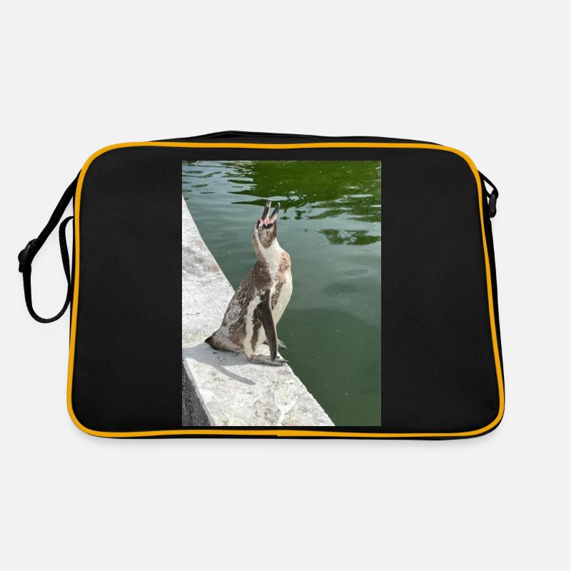 Pinguin - Retro Tasche - Schwarz/Gold