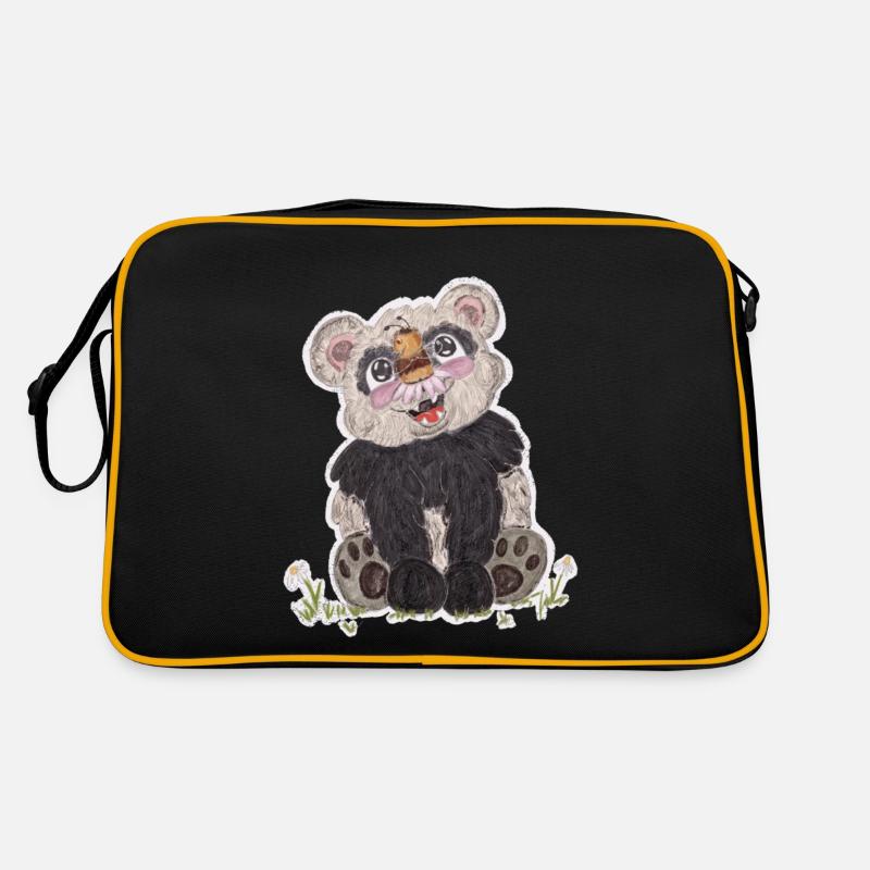 Panda et abeille - Sac Retro - noir/or