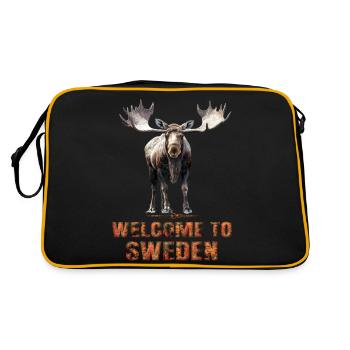Sweden Swedish moose best animal antlers deer deer - Retro Bag - black/gold - Back