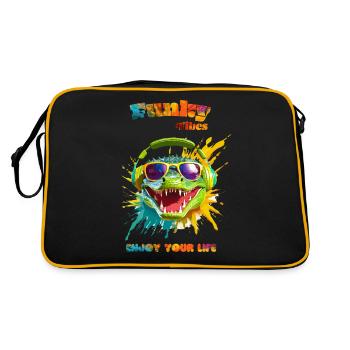 Funky vibes. Enjoy your life. Crocodile - Retro Bag - black/gold - Back