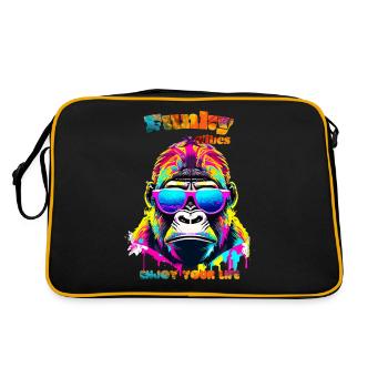 Funky vibes. Enjoy your life. Gorilla - Retro Bag - black/gold - Back