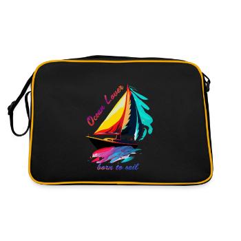 Ocean Lover, born to sail. Sailing ship - Retro Bag - black/gold - Back