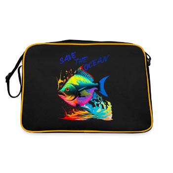 Save the Ocean. Colorful Fish - Retro Bag - black/gold - Back