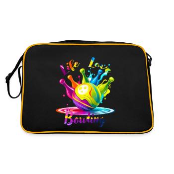Leben Liebe Bowling - Retro Tasche - Schwarz/Gold - Hinten