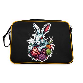 Osterhase / Ostern / Eier / Feiertage / Osterfest - Retro Tasche - Schwarz/Gold - Hinten