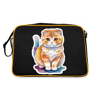 Scottish Fold Schottische Faltohrkatze - Retro Tasche - Schwarz/Gold - Hinten