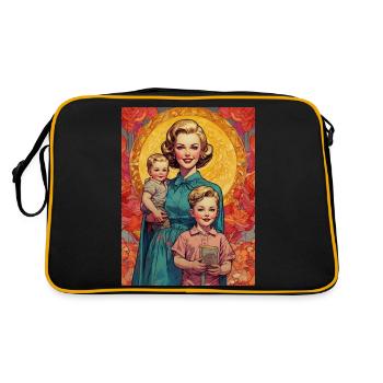 Mère avec 2 enfants - rétro des années 50 - illustration - Sac Retro - noir/or - Dos