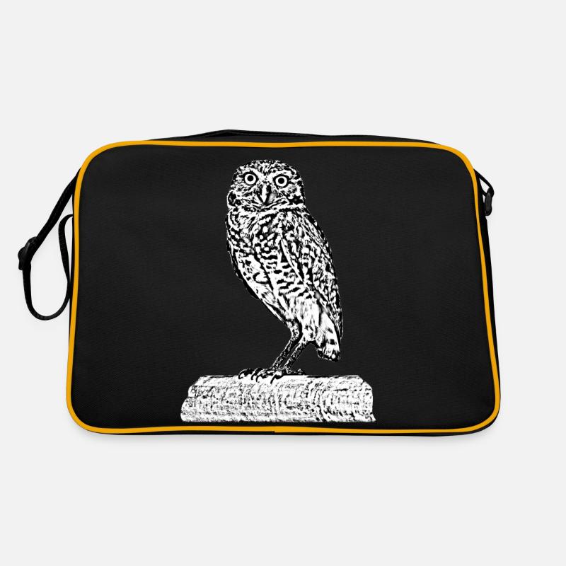 Die Eule - Retro Tasche - Schwarz/Gold