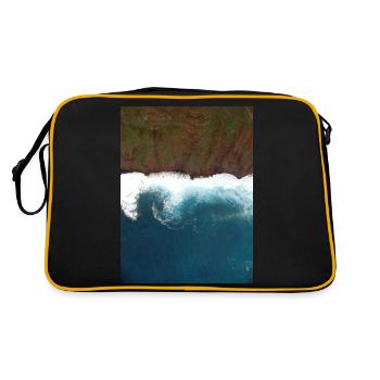 Steilküste am Meer - Retro Tasche - Schwarz/Gold - Hinten
