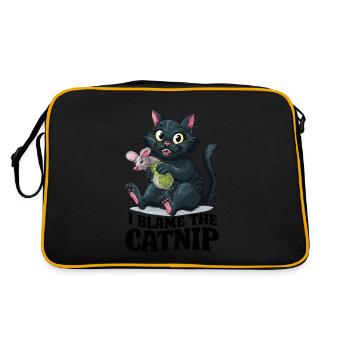 I Blame The Catnip - Cute Mischievous Cat - Retro Bag - black/gold - Back