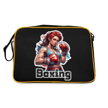 Boxer / Sports / Fight / Arena / Boxing Ring / Fists - Retro Bag - black/gold - Back