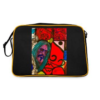 Kunstvolles Design - Retro Tasche - Schwarz/Gold - Hinten