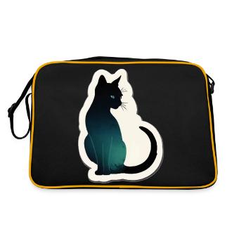 Cat Silhouette - Retro Bag - black/gold - Back