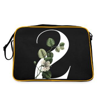 Nummer 2 Blumengrün - 2. Blumengeburtstag - Retro Tasche - Schwarz/Gold - Hinten