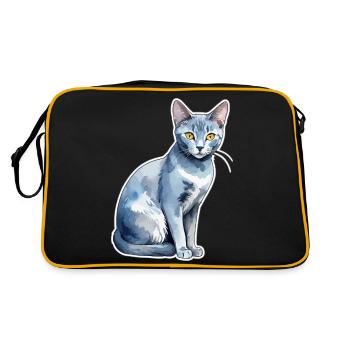 Chat bleu russe Aquarelle - Sac Retro - noir/or - Dos