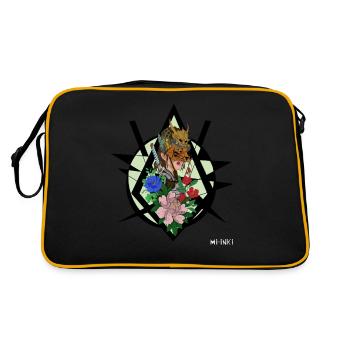 Kriegerin im blumenfeld - Retro Tasche - Schwarz/Gold - Hinten
