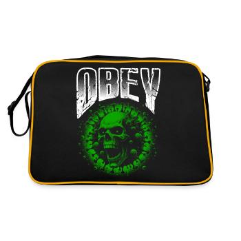 Obey Illustration Bold Green Virus Skull - Retro Bag - black/gold - Back