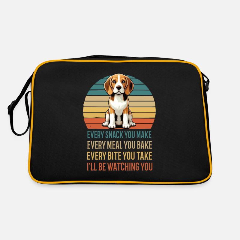 Every Snack You make Beagle Beaglebesitzer Hund - Retro Tasche - Schwarz/Gold