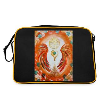 Herzengel der Verschränkung - Retro Tasche - Schwarz/Gold - Hinten