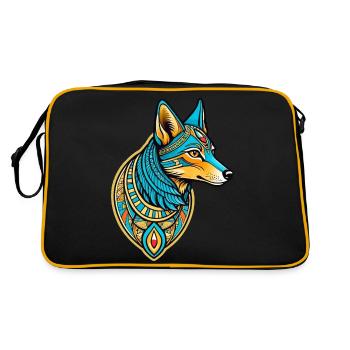Ägyptischer Schakal Neo Traditional - Retro Tasche - Schwarz/Gold - Hinten