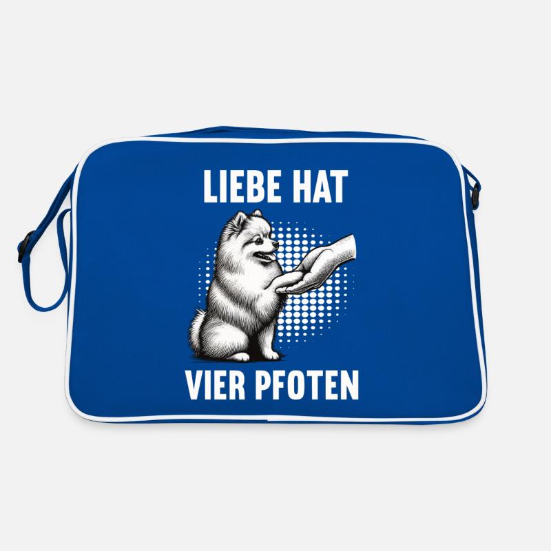 Liebe hat Vier Pfoten Zwergspitz Spitz Spitzhund Retro Tasche