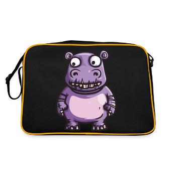 Nilpferd Halloween Comic Lustig - Retro Tasche - Schwarz/Gold - Hinten