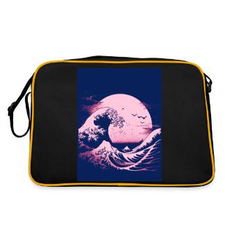 The Great Wave in Blue and Pink - Retro Bag - black/gold - Back