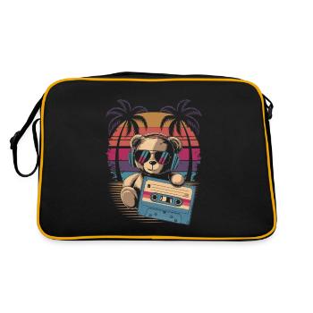 Teddy bear with sunglasses and music cassette - Retro Bag - black/gold - Back