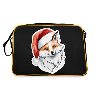 Fuchs Weihnachten Wasserfarben - Retro Tasche - Schwarz/Gold - Hinten
