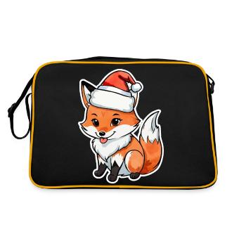Fuchs Weihnachten Wasserfarben - Retro Tasche - Schwarz/Gold - Hinten