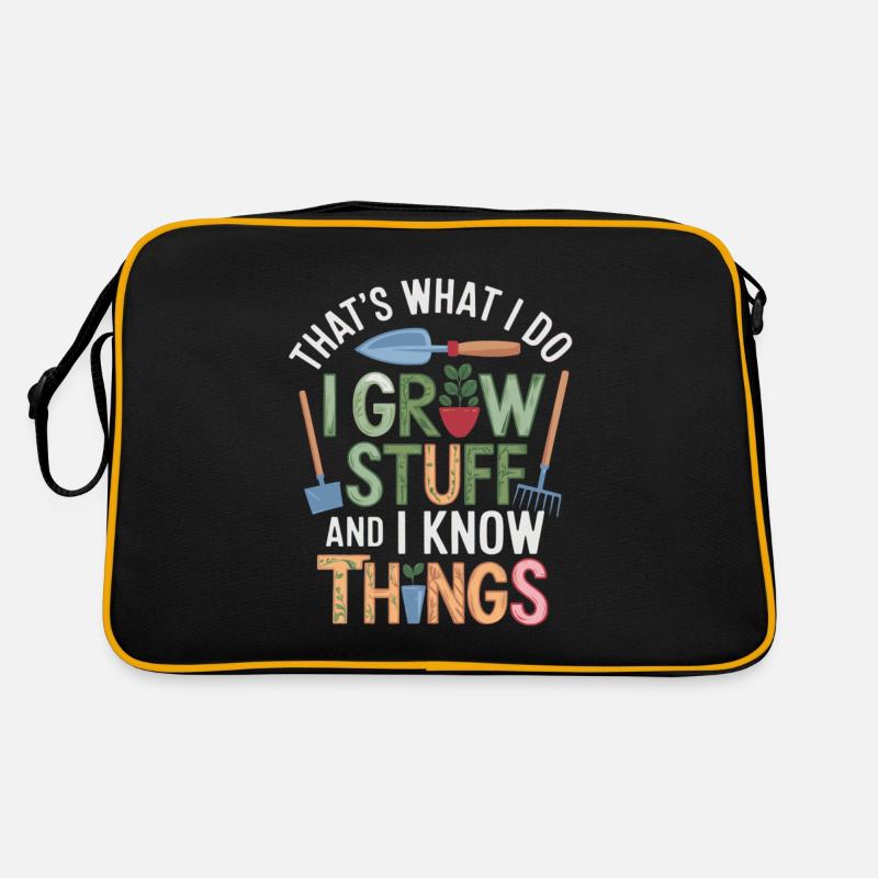 Garten Gartenarbeit Pflanzen Blumen - Retro Tasche - Schwarz/Gold