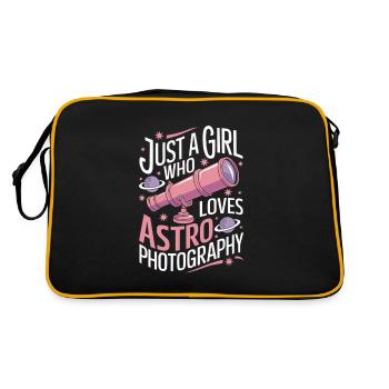 Astronomy Astrophotography Telescope Girl Women - Retro Bag - black/gold - Back