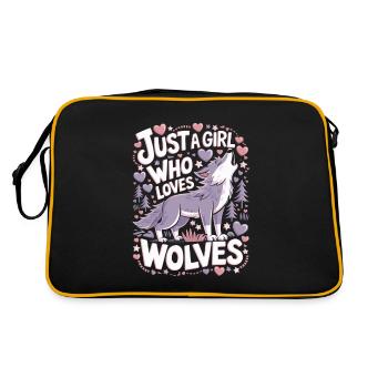Wolf Girl Saying - Retro Bag - black/gold - Back