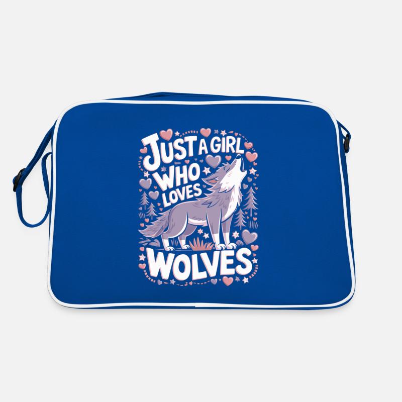Wolf Mädchen Spruch Retro Tasche