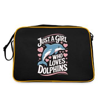 Süßer Delfin Spruch Mädchen Frauen - Retro Tasche - Schwarz/Gold - Hinten
