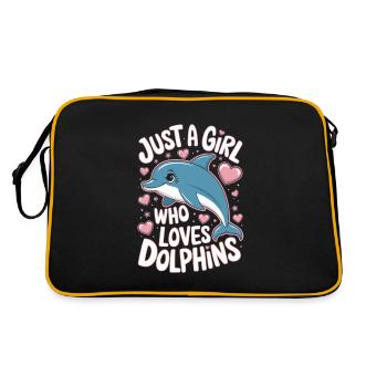 Süßer Delfin Spruch Mädchen Frauen - Retro Tasche - Schwarz/Gold - Hinten
