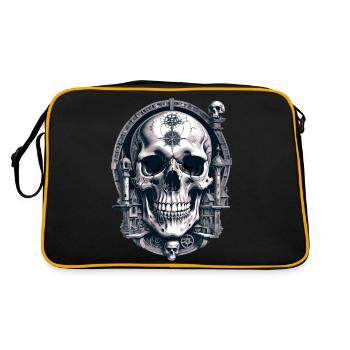 Skull - Retro Tasche - Schwarz/Gold - Hinten
