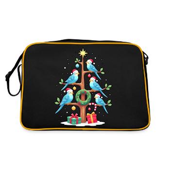 Budgie Bird Christmas Tree Christmas - Retro Bag - black/gold - Back