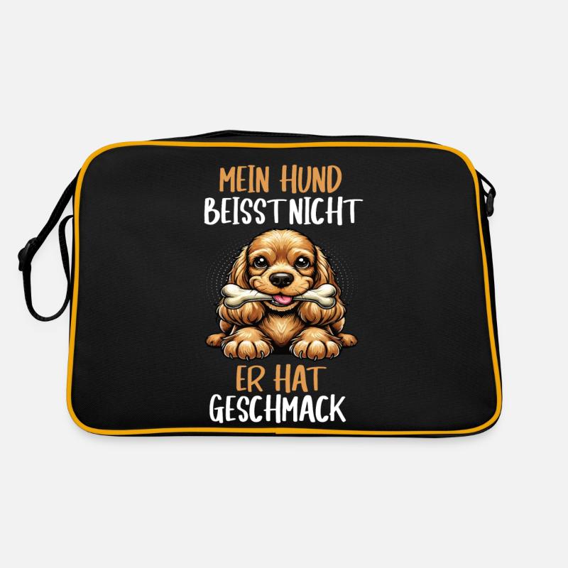 Mein Hund Beisst Nicht Cocker Spaniel Cockerhund - Retro Tasche - Schwarz/Gold