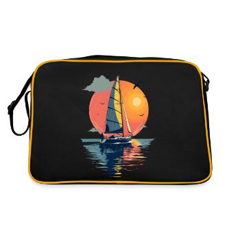 Voilier avant le coucher du soleil - Sac Retro - noir/or - Dos