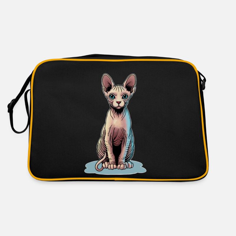 Illustration d’un chat sphynx aux couleurs vives Sac Retro