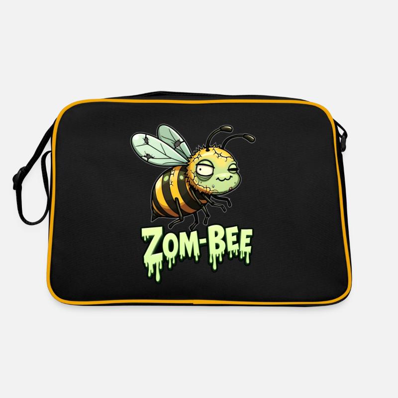 Zom-Bee - Biene als Zombie - Retro Tasche - Schwarz/Gold