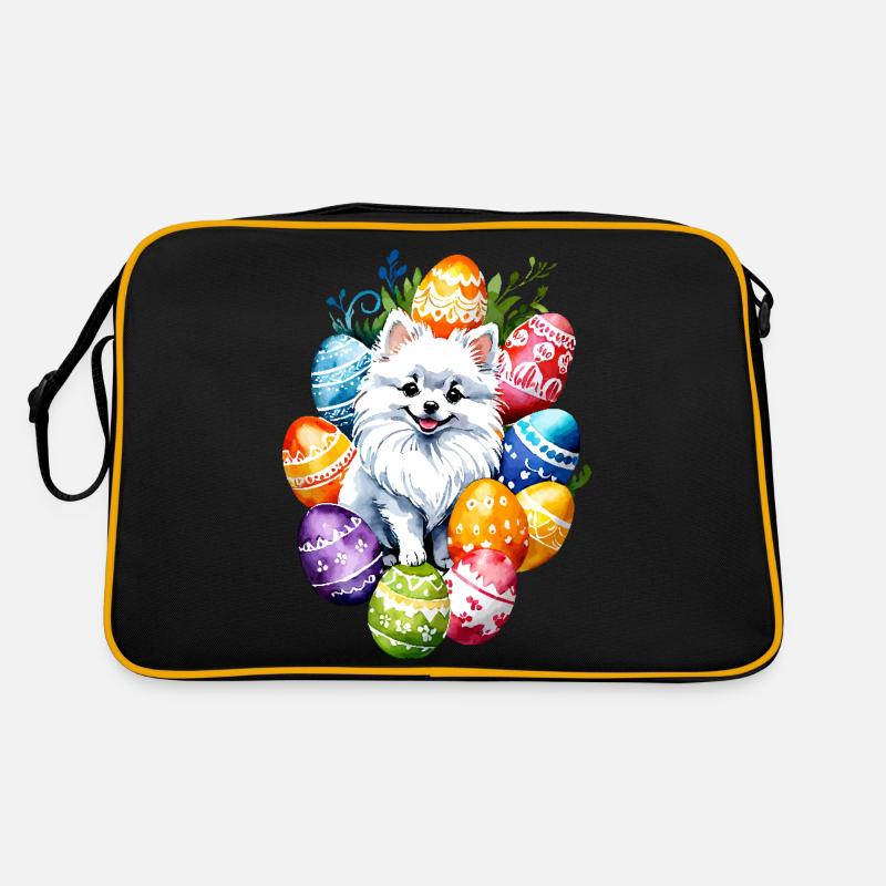 Zwergspitz Pomeranian Ostern Wasserfarben Retro Tasche