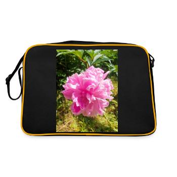 Chinese Peony Chinesische Pfingsrose , Pfingstrose - Retro Tasche - Schwarz/Gold - Hinten