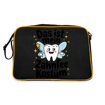 Das ist mein Zahnfee Kostüm - Karneval Fasching - Retro Tasche - Schwarz/Gold - Hinten