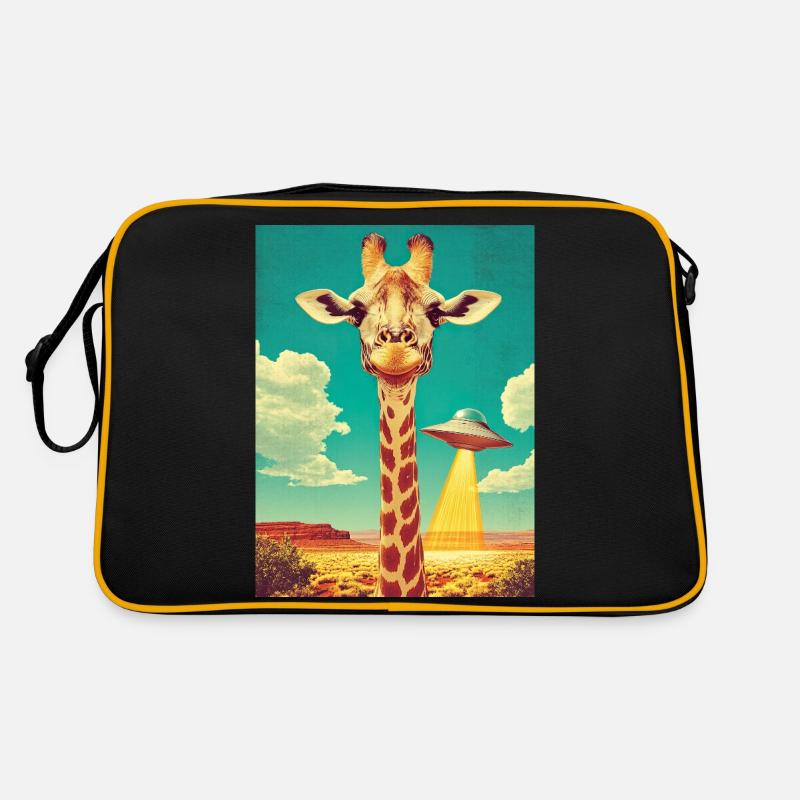 Retro Giraffe mit UFO Retro Tasche