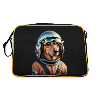 Teckel de l’espace | Chien dans l’espace - Sac Retro - noir/or - Dos